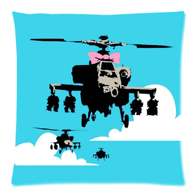 

Banksy Graffiti Decorative Cushion Cover Cotton Linen Sofa Throw Pillow Case 2016 Custom Cojines 18"X18"