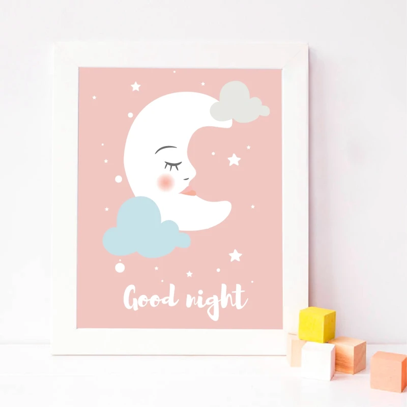 good night poster print kids room decor
