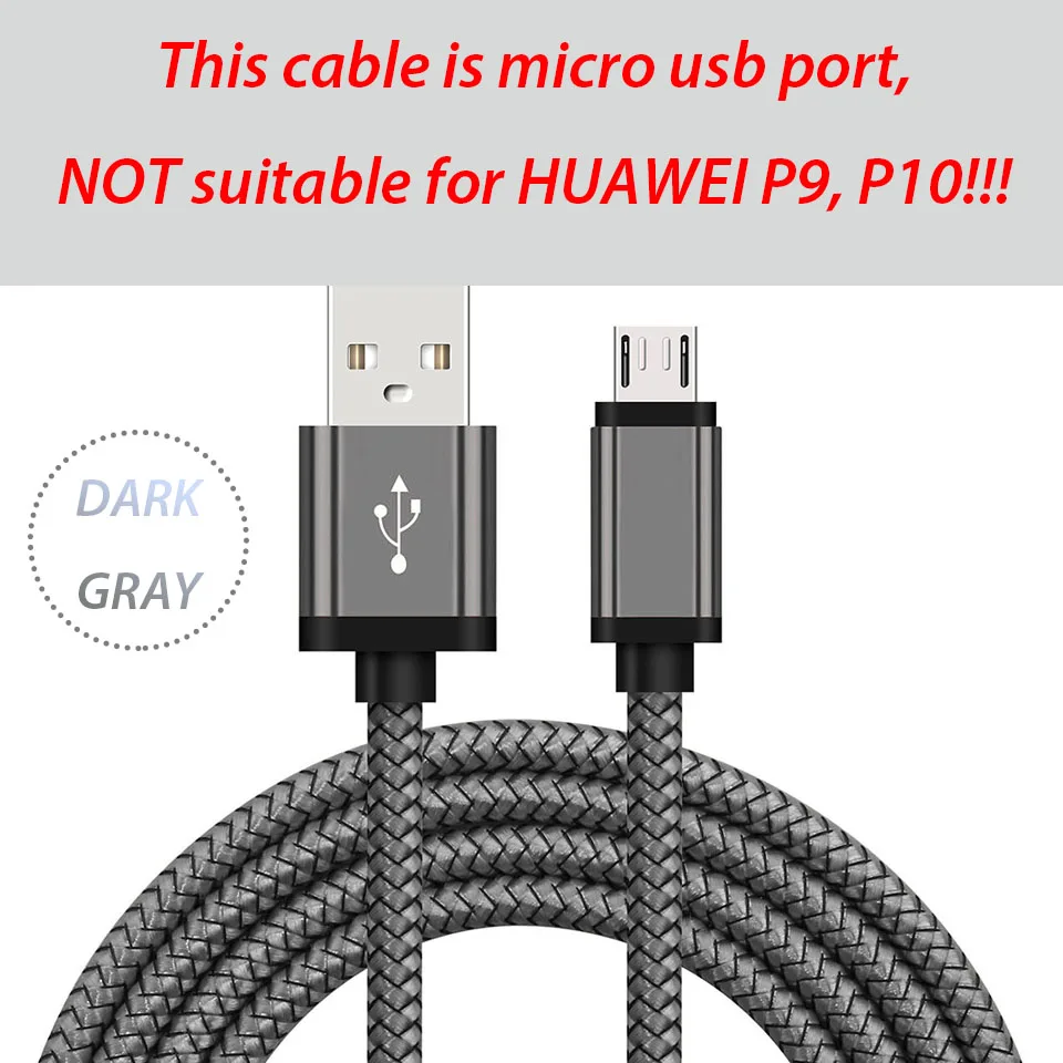 Кабель зарядного устройства микро-usb для samsung Galaxy J5/J7 / A6/A8 huawei Honor 9 Lite короткая Зарядка для телефона длиной 1/2 м - Тип штекера: dark gray cable