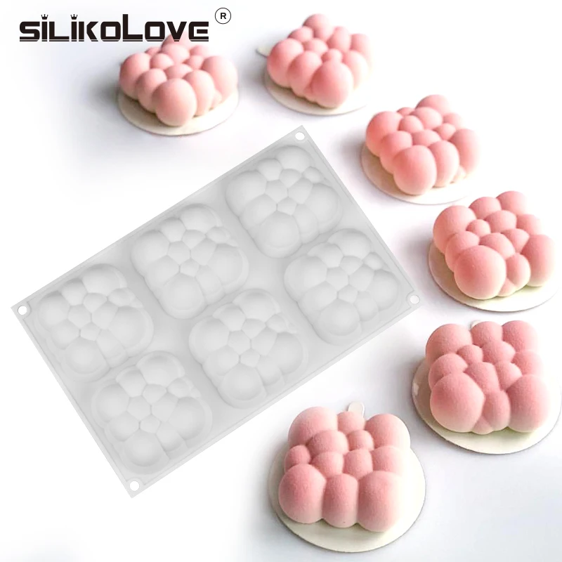 SILIKOLOVE 3D облако Торт Плесень силиконовые мусс формы квадратный пузырь формы для выпечки 6 полостей