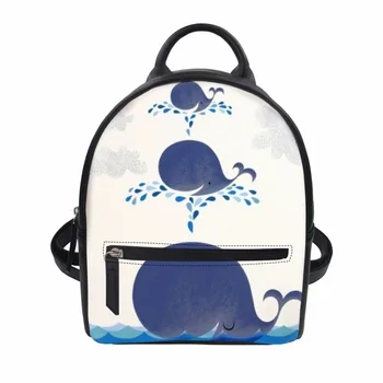 

Noisydesigns Mini Rucksack for Teenager Girls cute Cartoon whale Bag Mochila esigner Schoolbag Backpack PU Leather