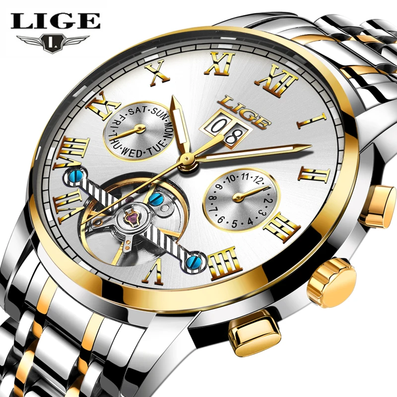 

Mens Watches Top Brand Luxury LIGE Automatic Machinery Full steel Watch Men Fashion Casual Waterproof Clock Relogio Masculino