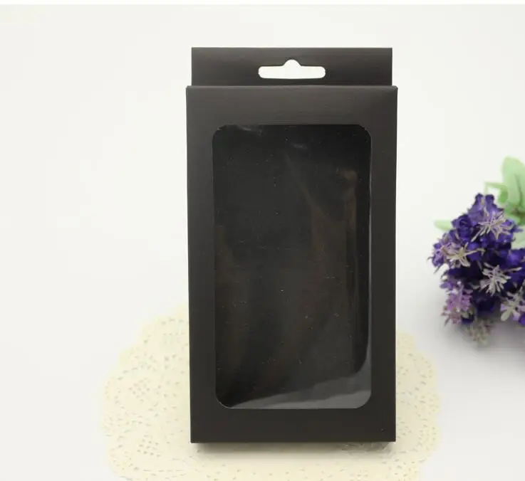 

30pcs Popular kraft black white paper phone case boxes packaging Retail Package window boxes For mobile phone