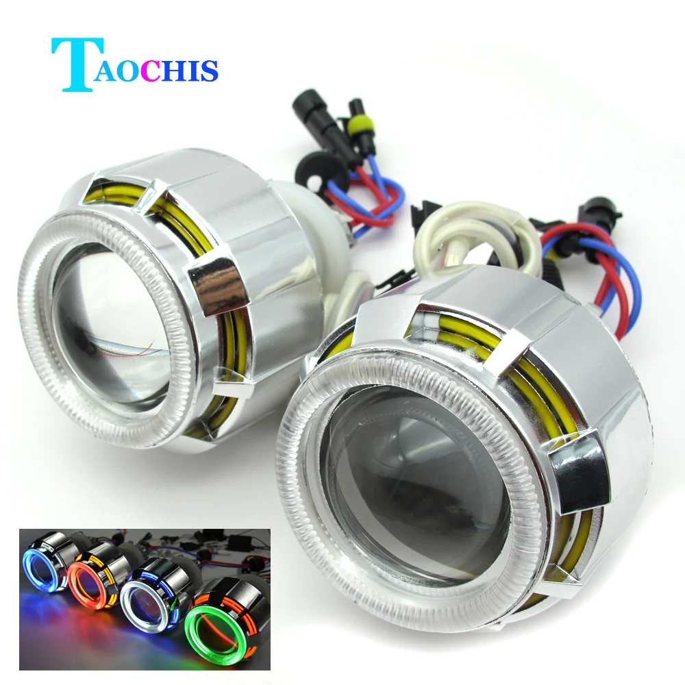 

Taochis 2.5 inch Bi-xenon Hid Headlight Projector Lens Lossless installation Headlamp Assembly Kits with angel eyes Universal