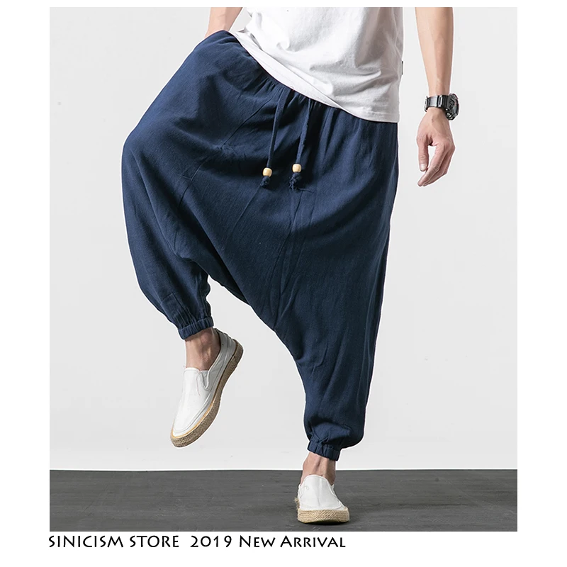 

Sinicism Store Men Solid Harem Pants 2019 Mens Japanese Streetwear Sweatpants Male Cotton Linen Vintage Joggers Pants Plus Size