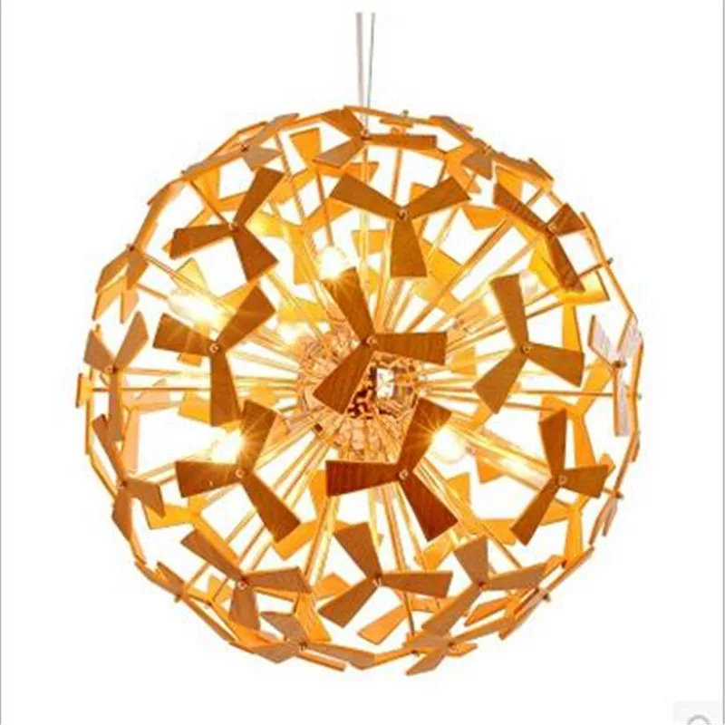 

Modern Creative Europe DIY Handmade Dia 52cm Carved Ash Wood Led E27 Pendant Light for Dining Room Restaurant A295