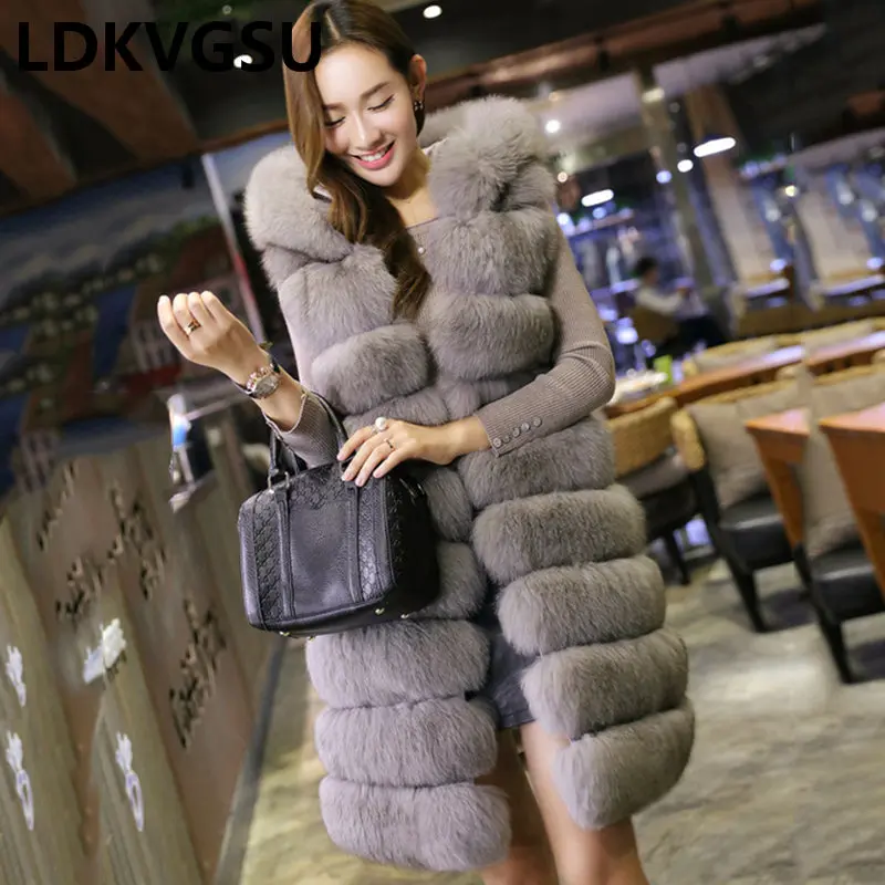 2018 European Station New Faux Fur Vest Women Whole Leather Longer Large Size S-6XL Section Fox Fur Vest Winter Overcoat Is1108 2018 European Station New Faux Fur Vest Women Whole Leather Longer Large Size S-6XL Section Fox Fur Vest Winter Overcoat Is1108