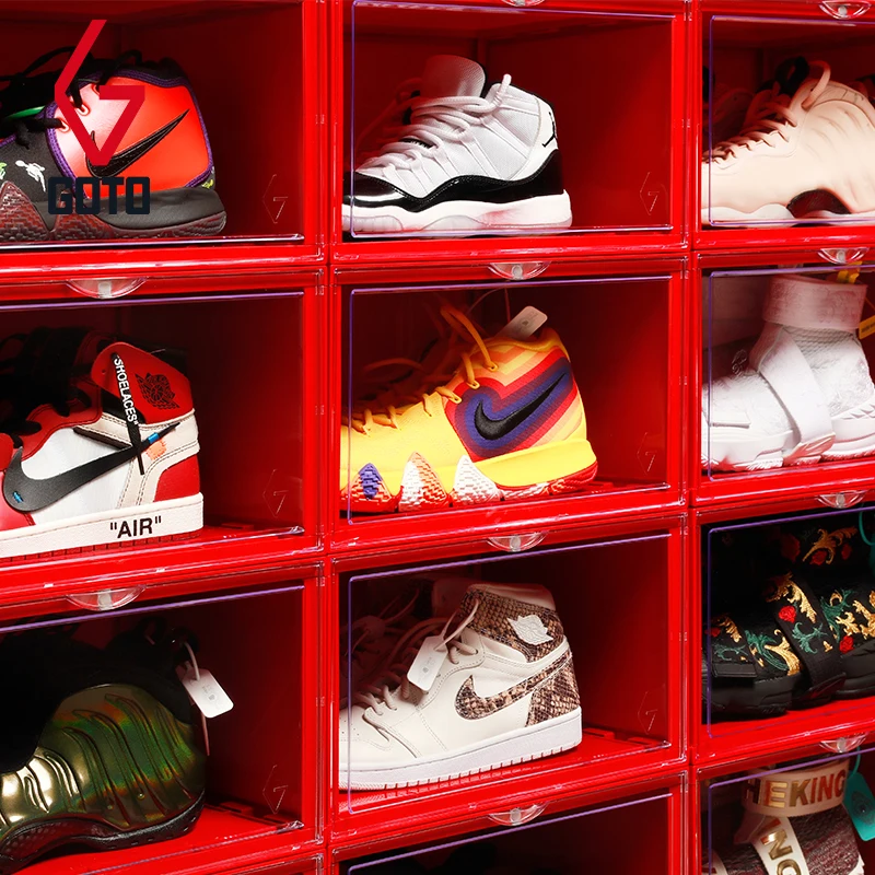 Динамичная модная спортивная коробка для хранения обуви, кроссовки, женская обувь на высоком каблуке, пластиковый ящик, органайзер, чехол, Пылезащитная HD Дверная панель