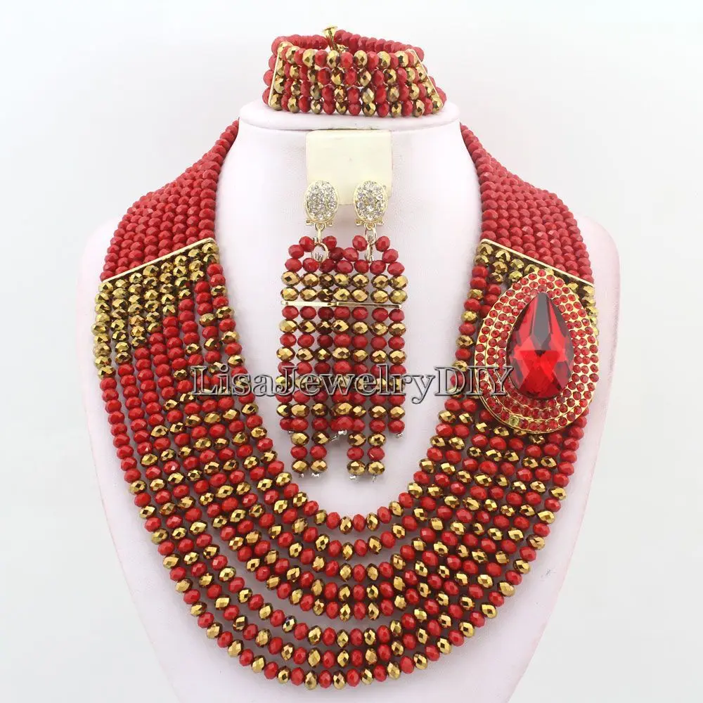 Perfect Crystal Beads Necklace Set Nigerian Wedding African Jewelry Set African Beads Jewelry Set HD4079