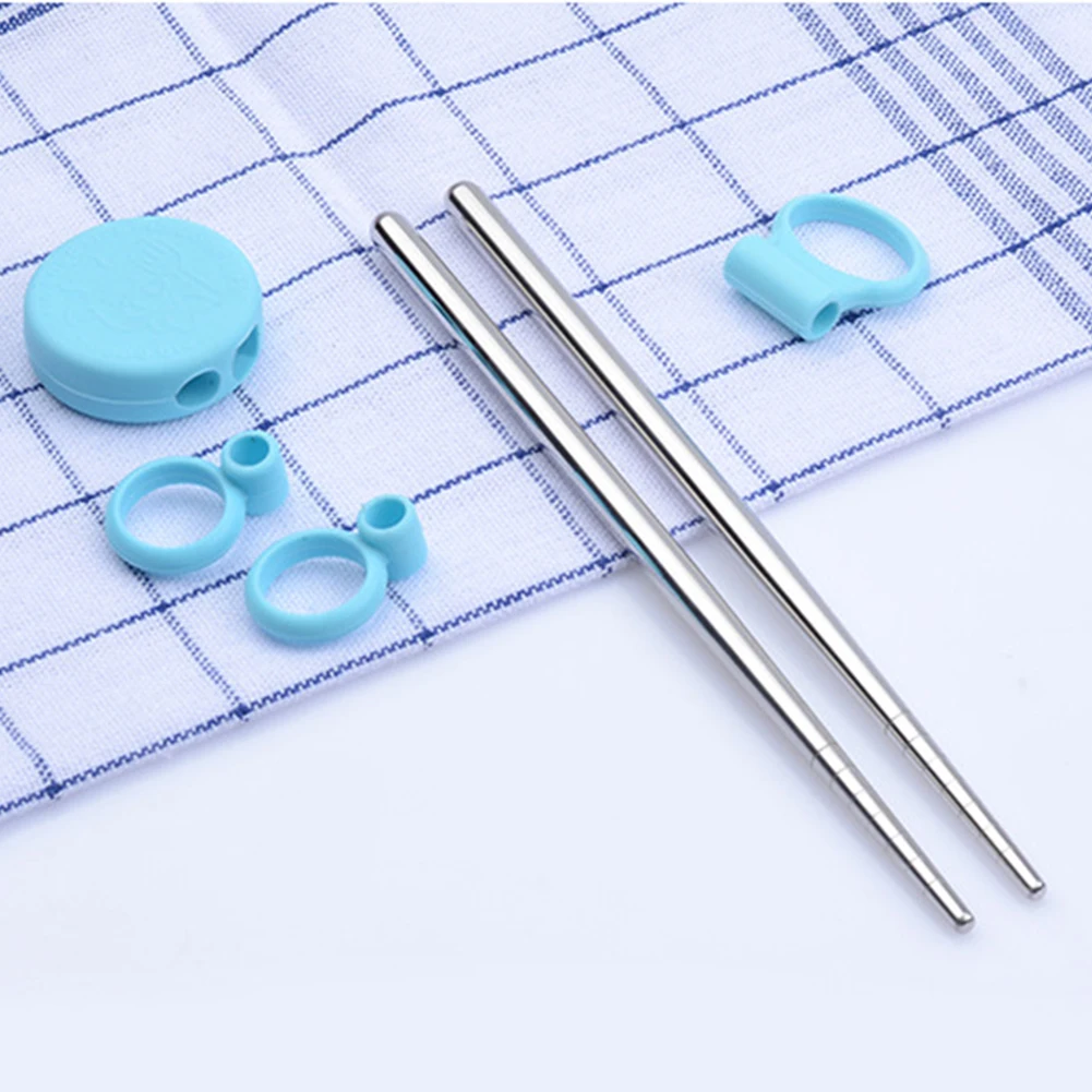 

Kids Lunch Chopsticks Dinner Home Learning Pig Pattern Stainless Steel Tableware Enlightenment Children Training Gift Portable