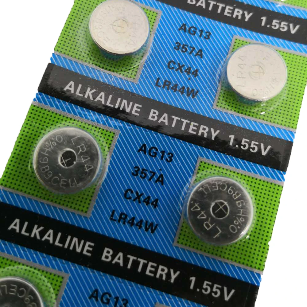 Оптовая продажа 100 карт (10 шт./лот = 1 карта) 55 V AG13 CX44 LR44W 357A литиевая кнопка батареи