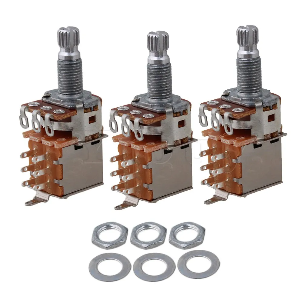 Yibuy 3 Push Pull Guitar Potentiometer A250k Coil Tap L18mm in Guitar