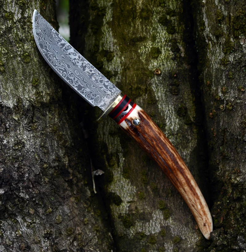 

Voltron Antler Damascus Steel Straight Knives, Tactical Straight Knives, Gift Collections Outdoor Camping Multifunction Knife