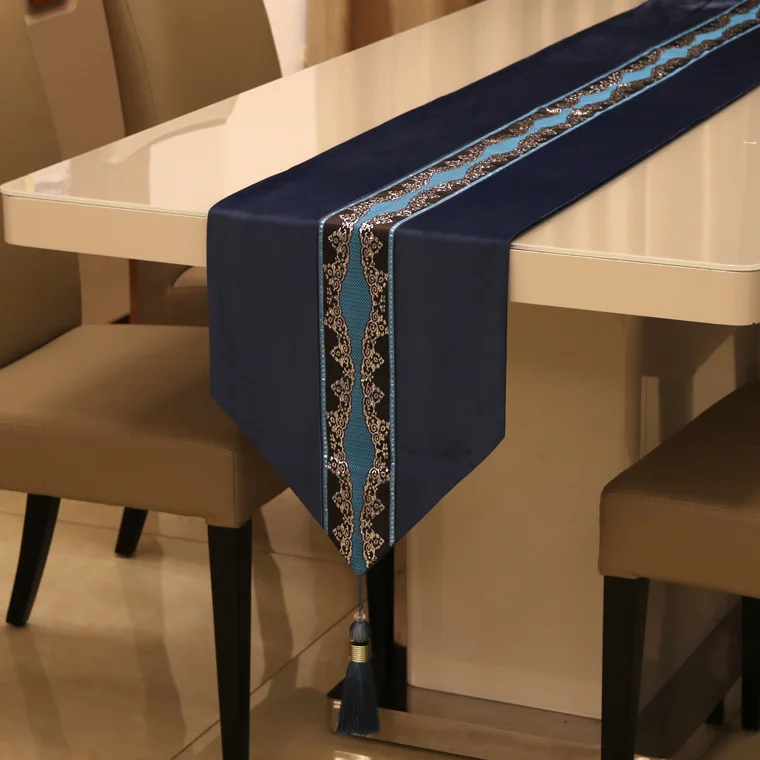 

uropean style table runner luxurious camino de mesa gold silk embroidery cloth runner dining room table flag chemin de table