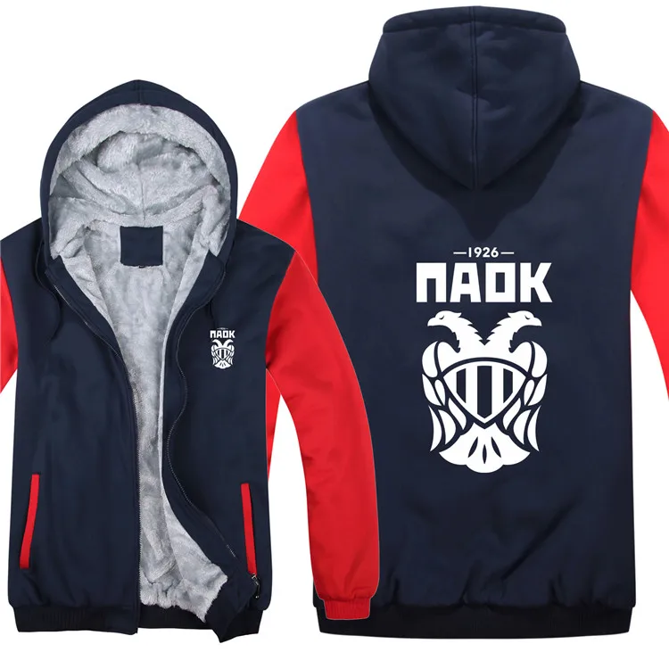 Paok Thessaloniki Hoodies Men Coat Thicken Wool Liner Fleece Paok Sweatshirts Pullover - Цвет: as picture