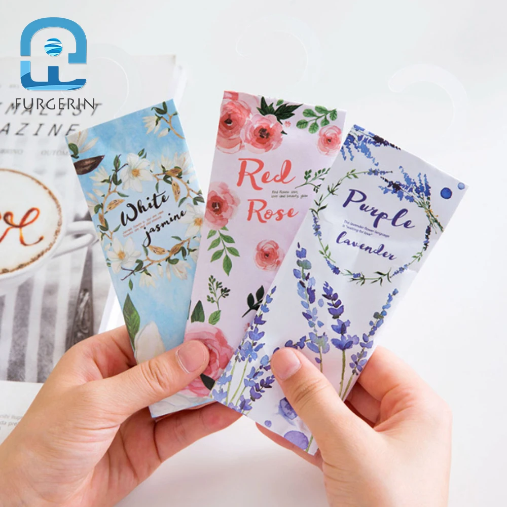 FURGERIN-Natural Air Freshener for Home, Hanging Lavender, Solid Air Refresher Sachets, Paper Bag for Car, Drawer, Wardrobe,