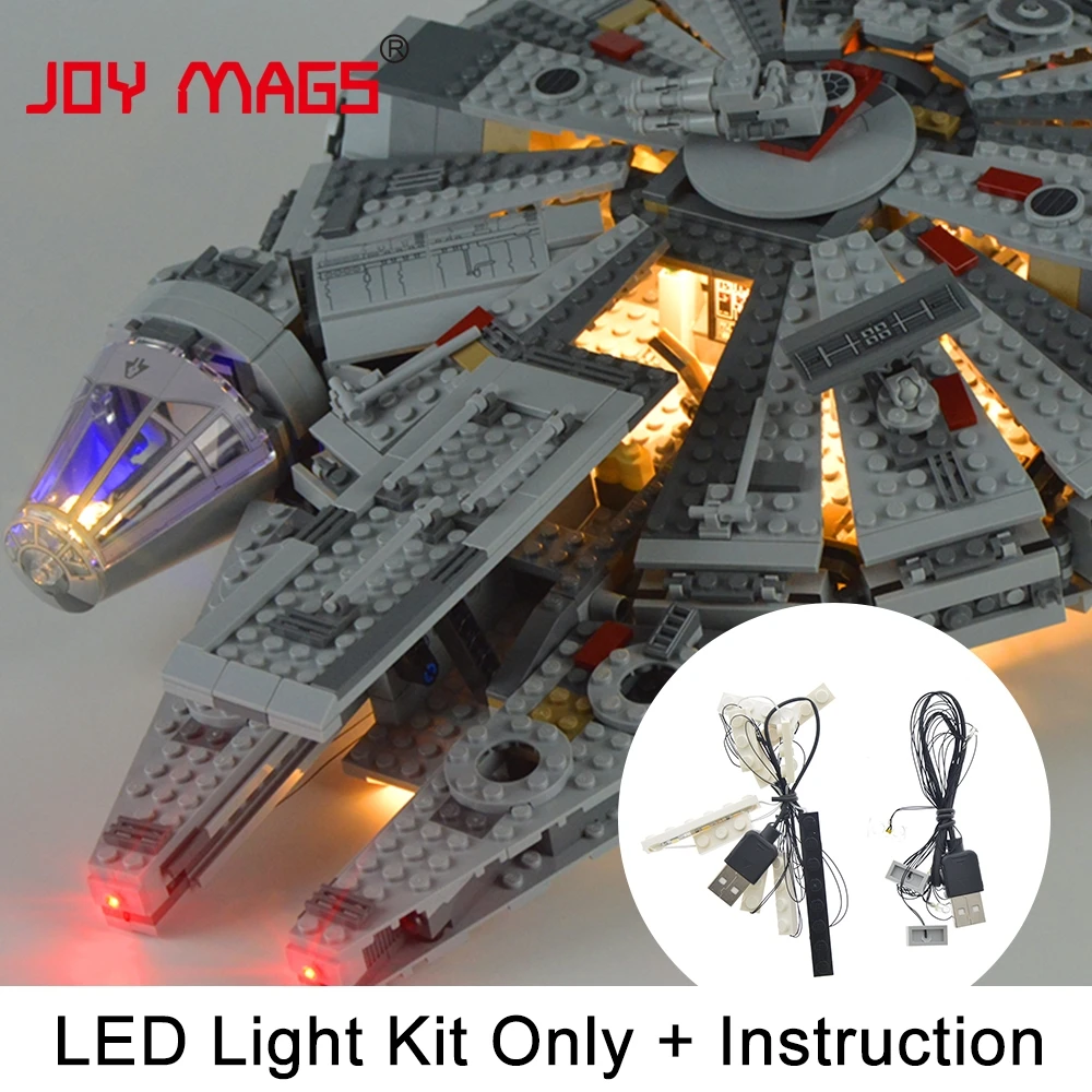 JOY MAGS Only Led Light Kit For 75105 Star War Millennium Force Awakening  Falcon Compatile With 05007/79211/10467