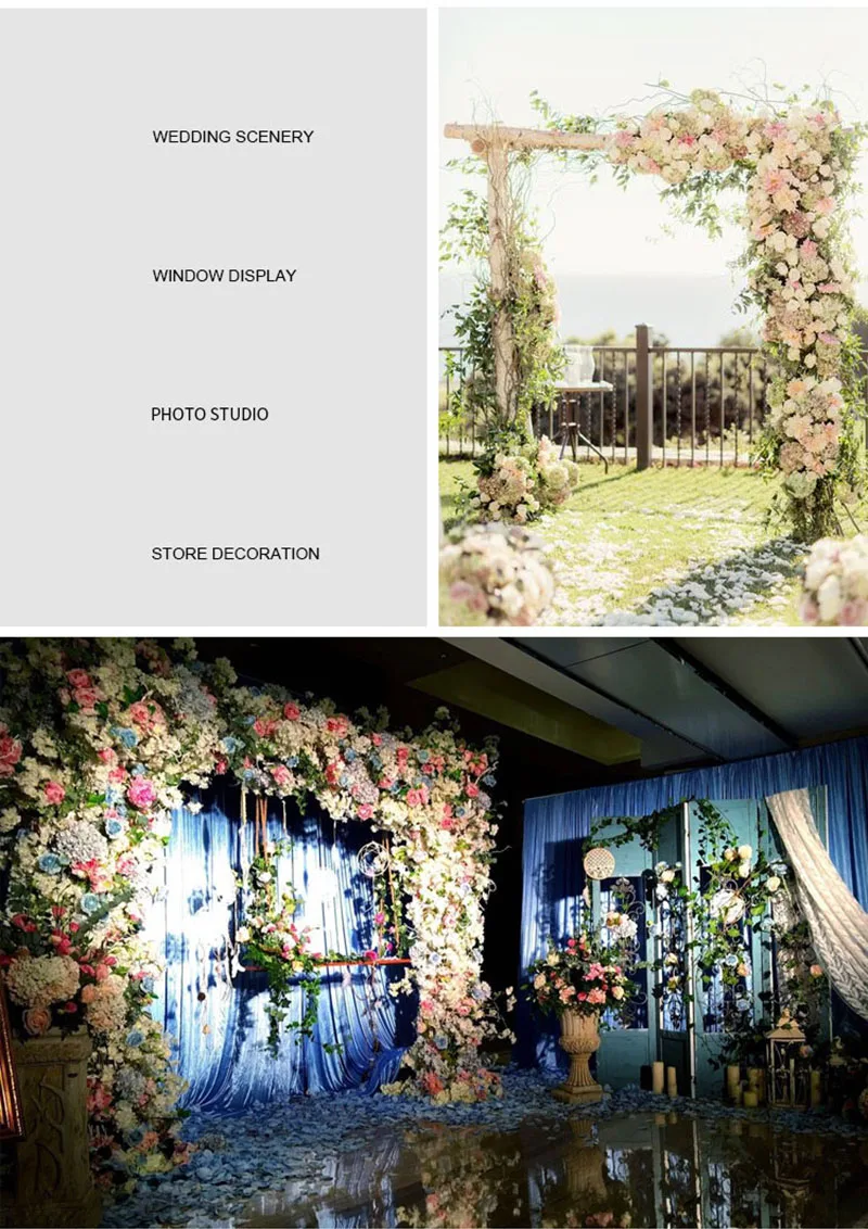 Flone 100cm high quality Rose Artificial Silk Flower Row For Wedding Arch Background wall stage party props Decoration Flower Accessories  (13)