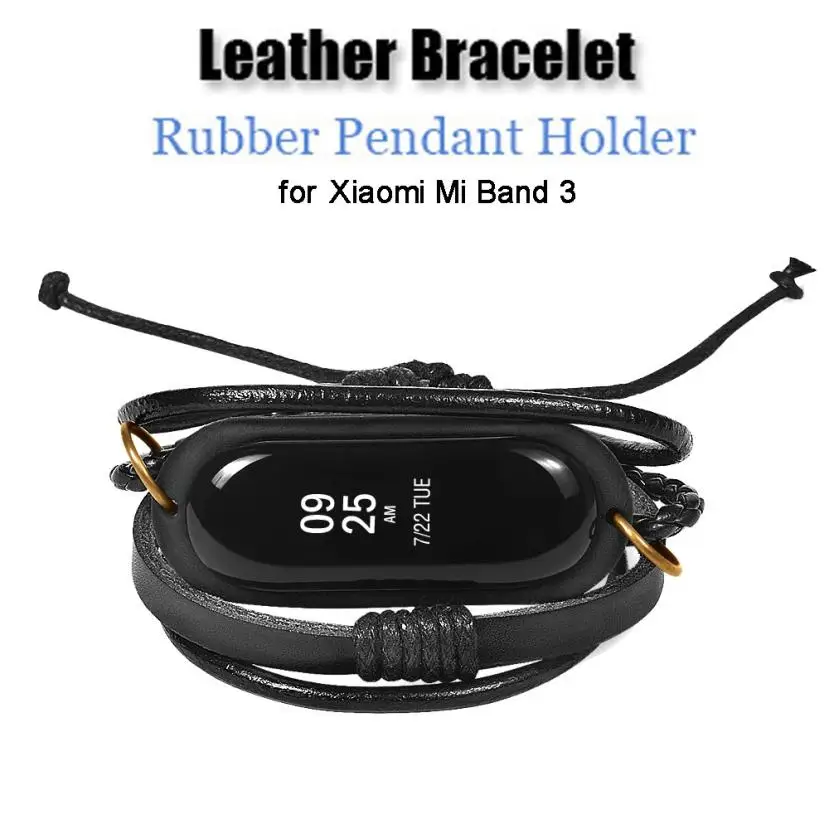 

Leather Bracelet Strap Weave Braided Bracelet Replacement For Xiaomi Mi Band 3