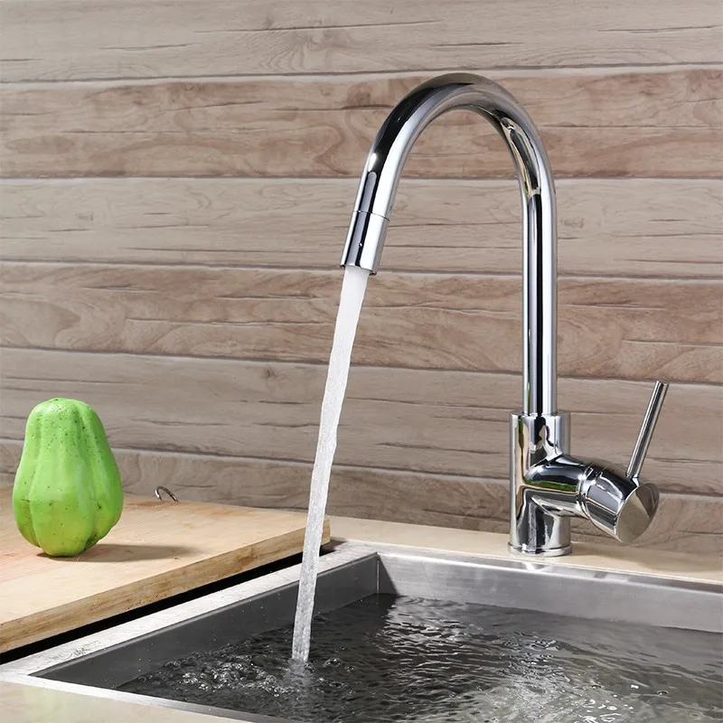 

360 Degree Swivel Good Valued Modern Hot & Cold Mixer Solid brass Single Handle chrome Kitchen Sink Faucet