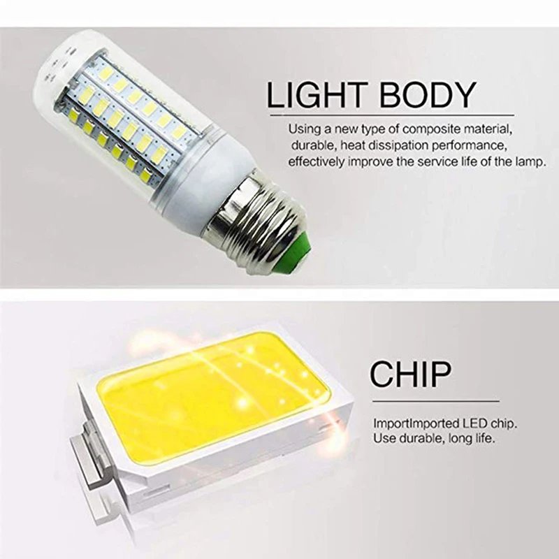 HKZZI E27 светодиодный светильник E14 лампы SMD5730 220V Светодиодная лампа кукуруза 24 69 72