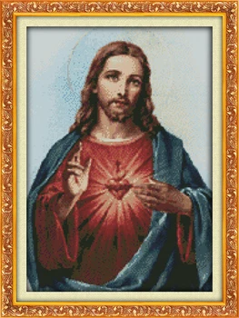 

Sacred Heart Counted 11CT Printed 14CT DMC Cross Stitch Set DIY Chinese Cotton Cross-stitch Kit Embroidery Needlework