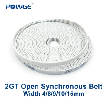POWGE 2GT Open synchronous belt 2GT-6 width 4/6/9/10/15mm polyurethane Steel PU GT2 Timing belt Small backlash 3D printer pu timing belt coated with apl two types