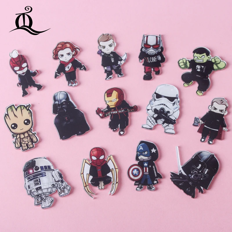 

America hero 1PCS Painting cartoon mix skeleton for Clothing Acrylic Badges Kawaii Icons on The Backpack Pin Brooch Badge Z75