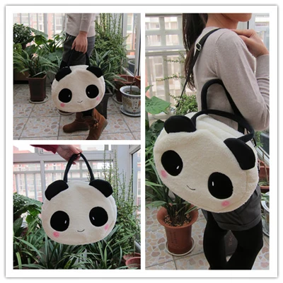 

Super sweet 1pc 36cm cartoon plush cute happy panda middle handbags school shoulder bag children funny toy gift for girl