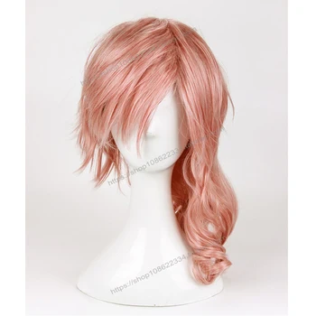 

Final Fantasy FF13 Eclair Farron Lightning Cosplay Wig Halloween Curly Long Synthetic Hair + Wig Cap