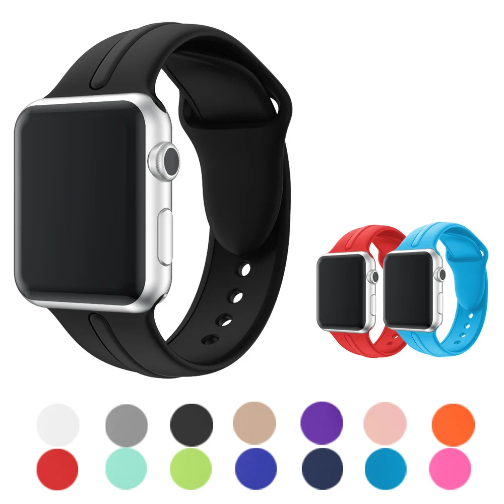 Silicone strap for apple watch band 42mm/38mm iwatch 3/2/1 band sport bracelet watchband rubber belt for apple watch Accessories Silicone strap for apple watch band 42mm/38mm iwatch 3/2/1 band sport bracelet watchband rubber belt for apple watch Accessories