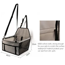 Переносное серое автокресло для собак, для маленьких и средних, автоматический поводок для собак, бустер, автомобильное кресло, дышащее, с застежкой-молнией, карман для хранения, аксессуары для собак
