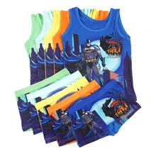 Летняя детская одежда; Шелковая футболка без рукавов с рисунком; жилет для мальчиков; футболки с рисунком аниме; трусики; детские трусы; комплект одежды для мальчиков
