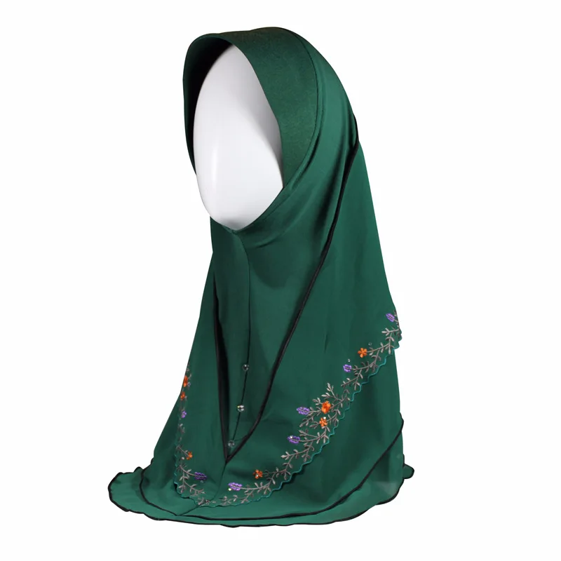 Fashion Muslim Women's Hijab Instant Wraps Bonnet Shawl Headscarf Abaya Headgear Arab Islamic Embroidery Scarf Bandanas Hooded