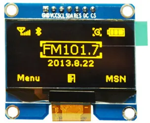 Модуль OLED SSD1309 с диагональю 1 54 дюйма 7P желтый совместим интерфейсом SSD1306 IIC / SPI 128*64
