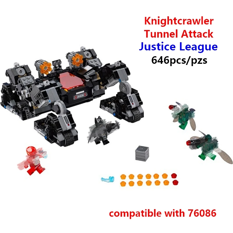 

NEW DC Comics Super Heroes Justice League Knightcrawler Tunnel Attack Building Blocks DIY Bricks Toys Compatible with lego 76086