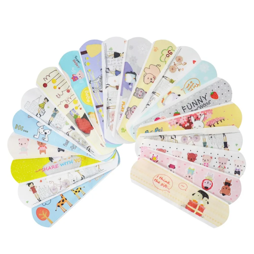

100PCS/lot Cute Cartoon Waterproof Breathable Band Aid Hemostasis Adhesive Bandages First Aid Emergency Kit For Kids Children