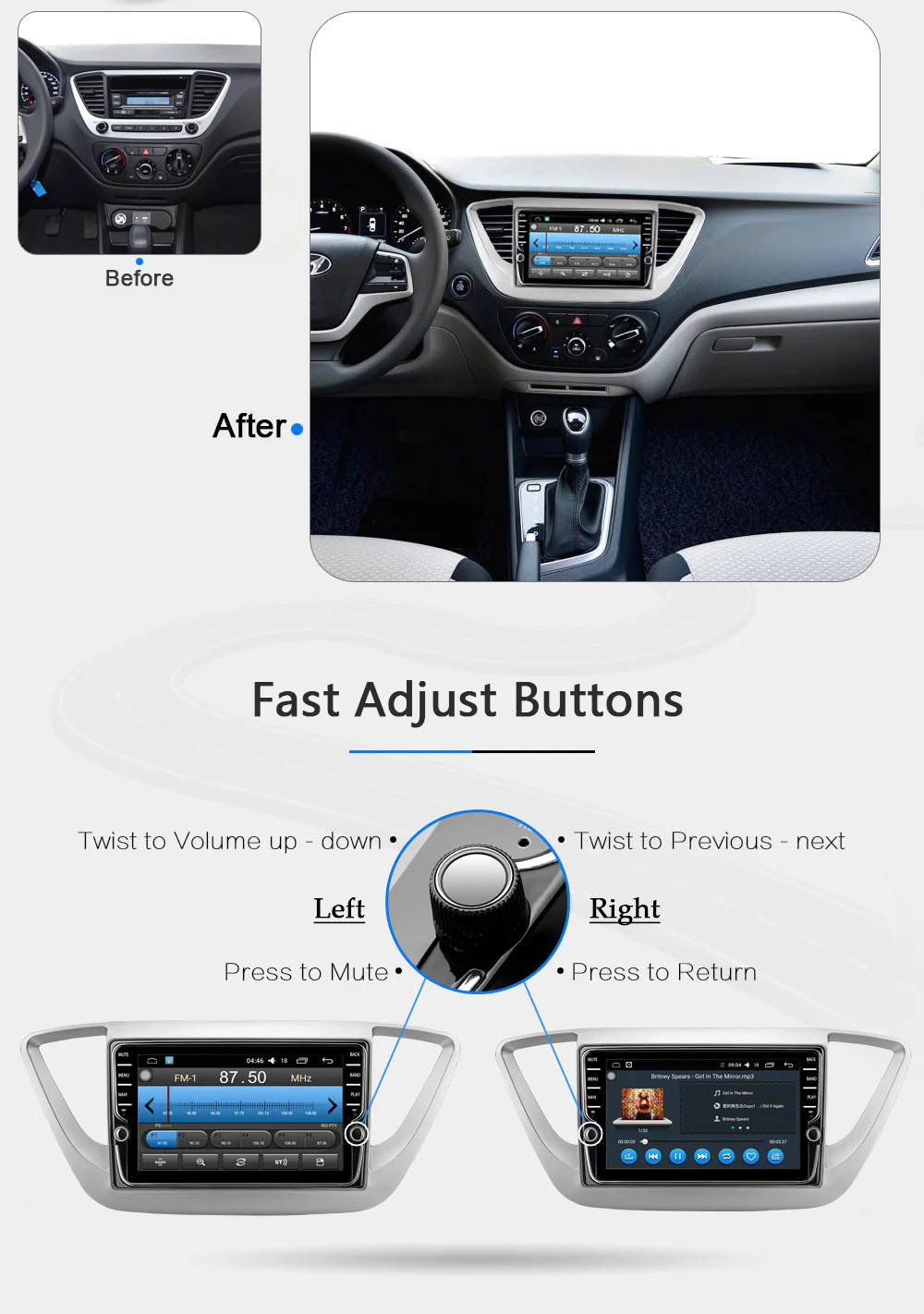 Cheap Funrover 2 din Car Multimedia DVD GPS Player stereo For Hyundai Verna Solaris Accent 2017 2018 Car Radio tape recorder headunit 11