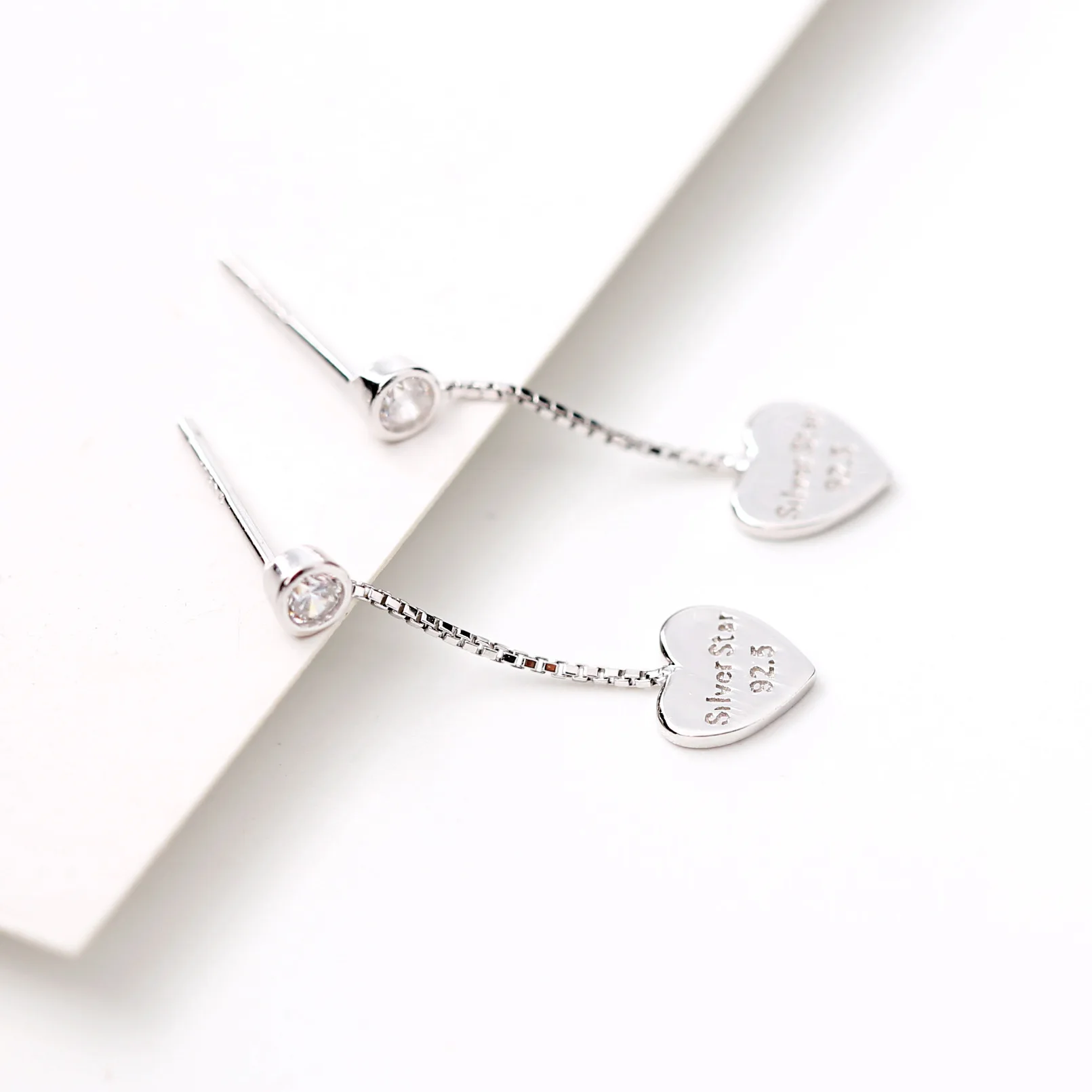 love heart words earrings 100% 925 Sterling silver Jewelry fashion Hypoallergenic dangle earrings for women gift