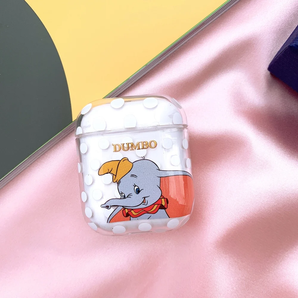 Cartoon Dumbo Earphone Accessories Cases transparent hard Case Protective Bag For Apple AirPods 1 2 Wireless Wired Charging Box