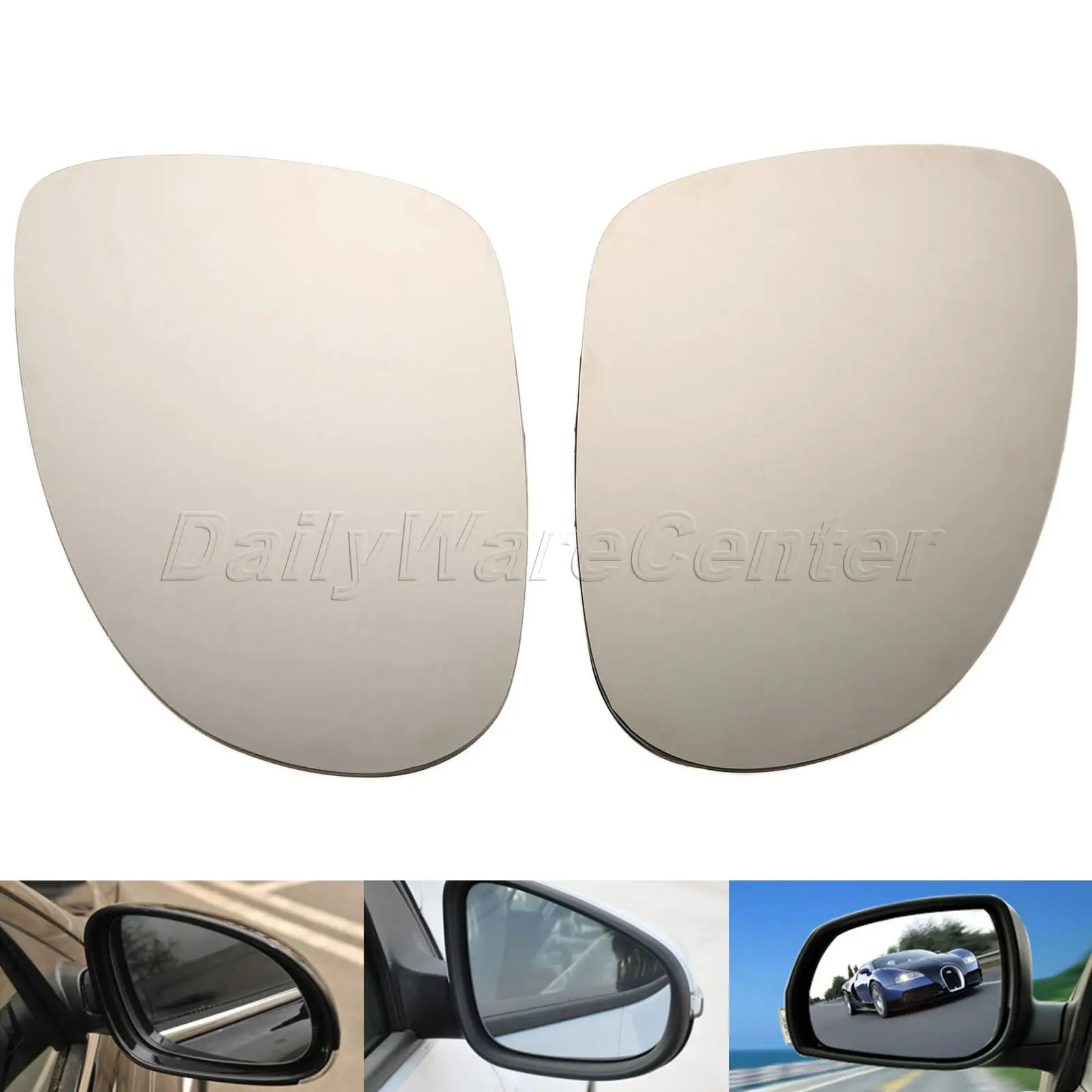 1Pair Heated Door Wing Mirror Glass Left Right Side Mirrors For VW GOLF