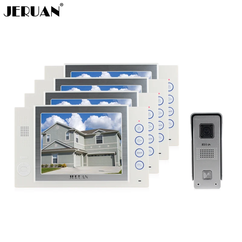

JERUAN 8 Inch TFT LCD Screen System Video Door Phone Speaker Recording Doorphone Rain Cover Intercom