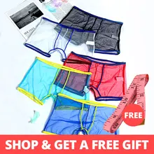 5 шт., летние боксеры, мужское нижнее белье, Прозрачные Боксеры, дышащие сетчатые мужские трусы, Cueca, мужские трусы, Ropa Interior Man M0001