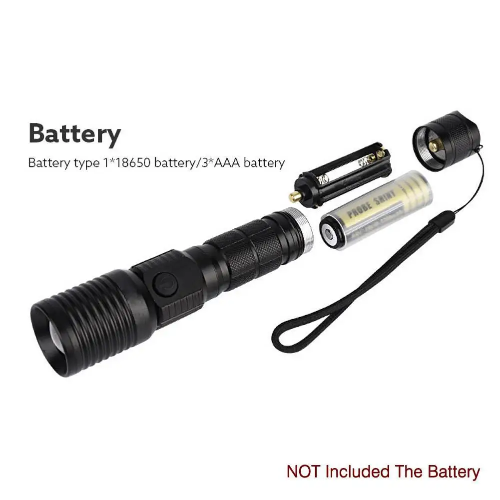 Flash Deal 1x Zoomable T6 LED Flashlight Rechargeable Torch Super Bright Light Lamp+Battery Charger+Bicycle Clip 3