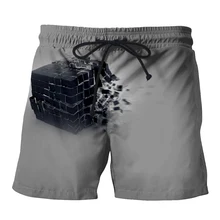 YX GIRL Креативные мужские повседневные шорты с 3D принтом кубики Рубика/земли/воды спортивные штаны мужские Летние Стильные пляжные шорты Прямая