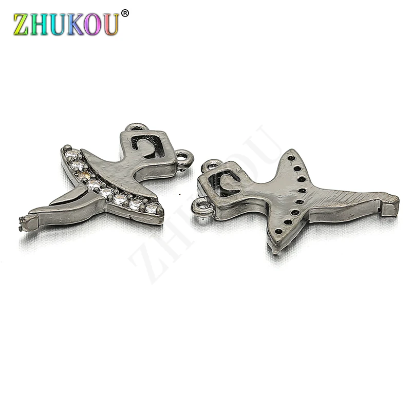 

11*16mm Brass Cubic Zirconia Dancing Girl Necklace Charms Pendants, Mixed Color, Model: VD31