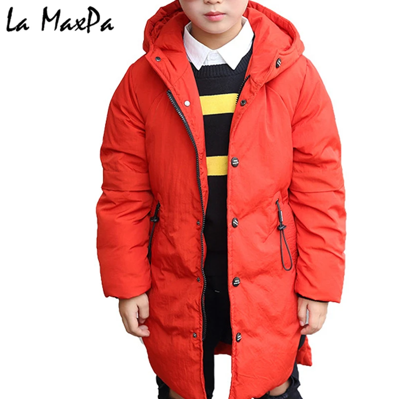 

-30c Boys Winter Jacket Coat 2018 Fur Hooded Down Jackets for Kids Boy 6 8 10 12 14 Years Thicken Warmly Winter Children Clothes