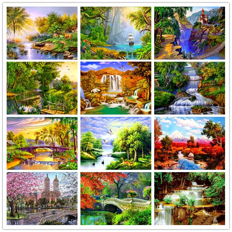 

Complete Diamond Painting 5D DIY Diamond Embroidered Landscape Series Patterns Cross Stitch Round Diamond Mosaic