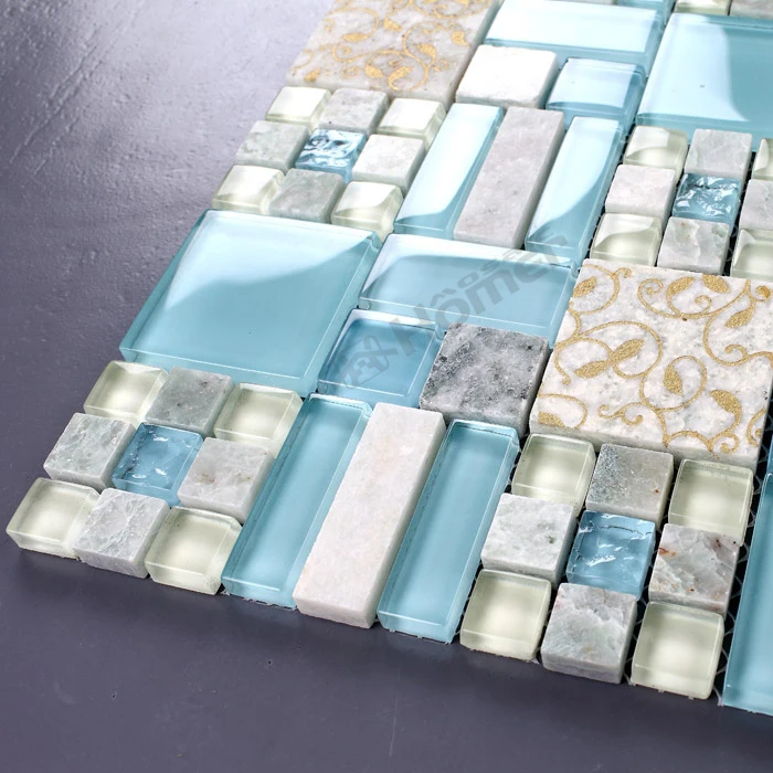 Экспресс-! Liteglass and stone mosaic синий цвет и белый цвет, Homer Mosaic HME6012, обустройство дома