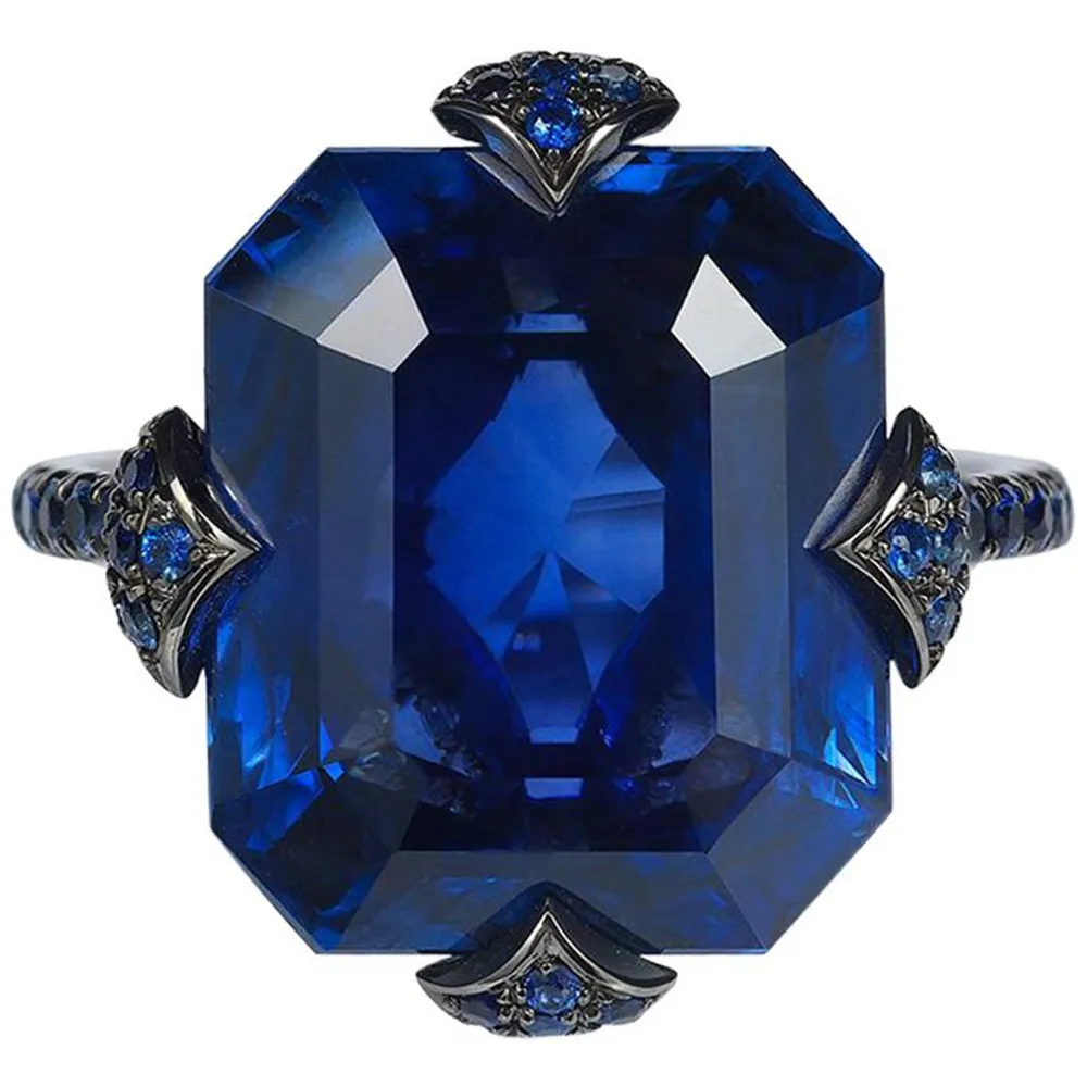 

Fashion Hyperbole Dark Blue Cubic Zirconia Luxury Brand Rings For Women Black Ring Size 5 Bulk Jewelry Dropshipping